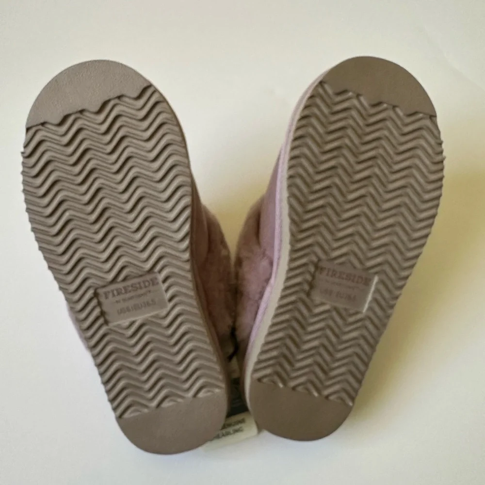 Dearfoams Fireside Sydney genuine Shearling Scuff Slipper|Dusty Pink NWT- 6 - Picture 3 of 3
